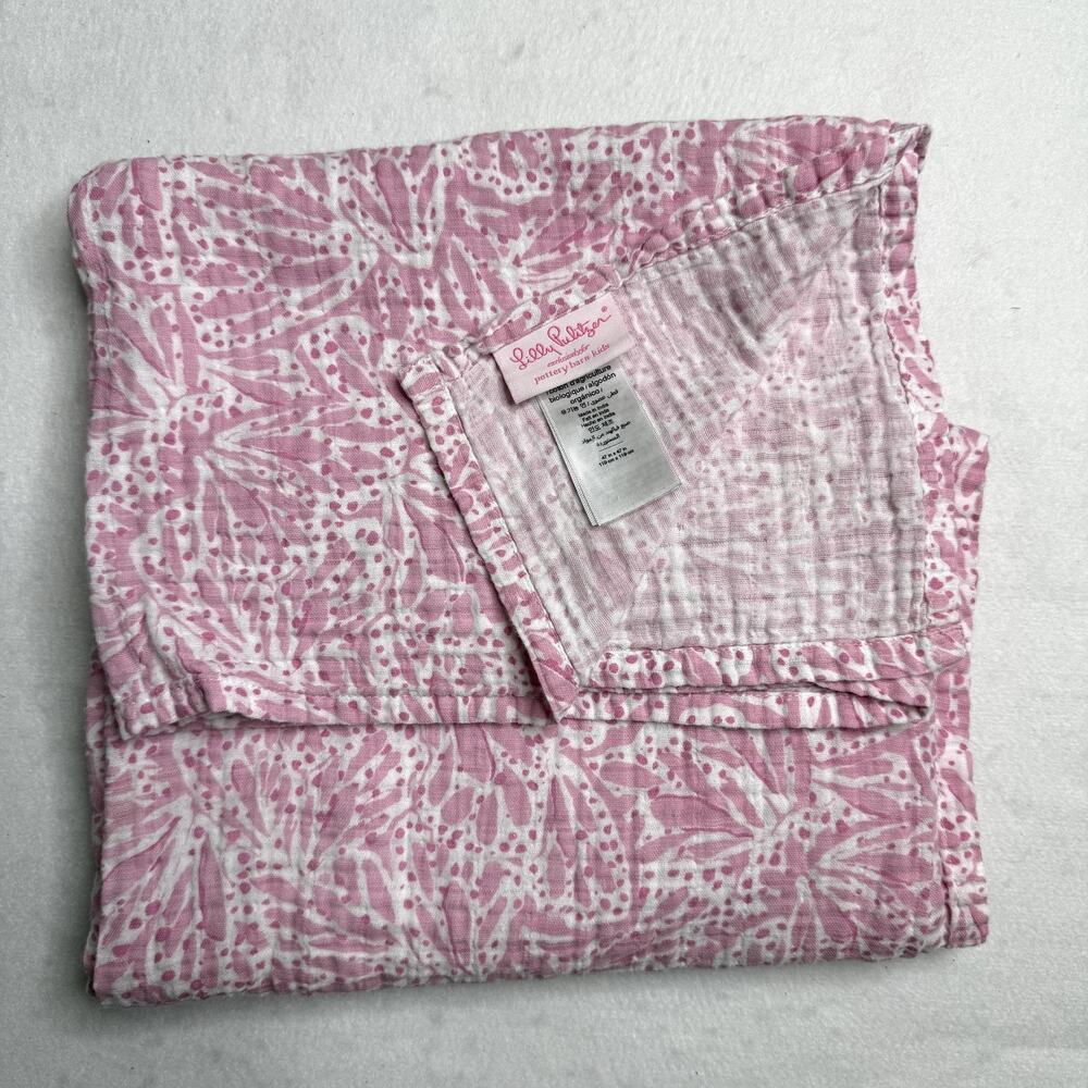 Lilly Pulitzer Pink Organic Cotton Swaddling Blanket 47x47 Pottery Barn Girls